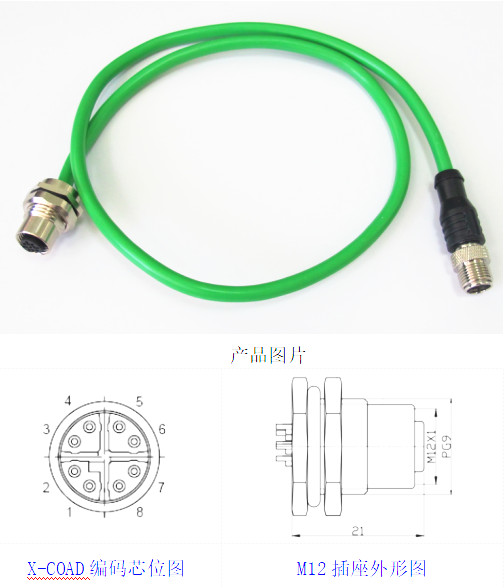 M12千兆網(wǎng)接頭電纜線轉(zhuǎn)RJ45公頭